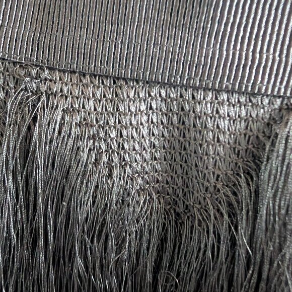 Ann Taylor Black Fringe Chevron Midi Skirt Size 10 Black Textured Flapper - Picture 9 of 9